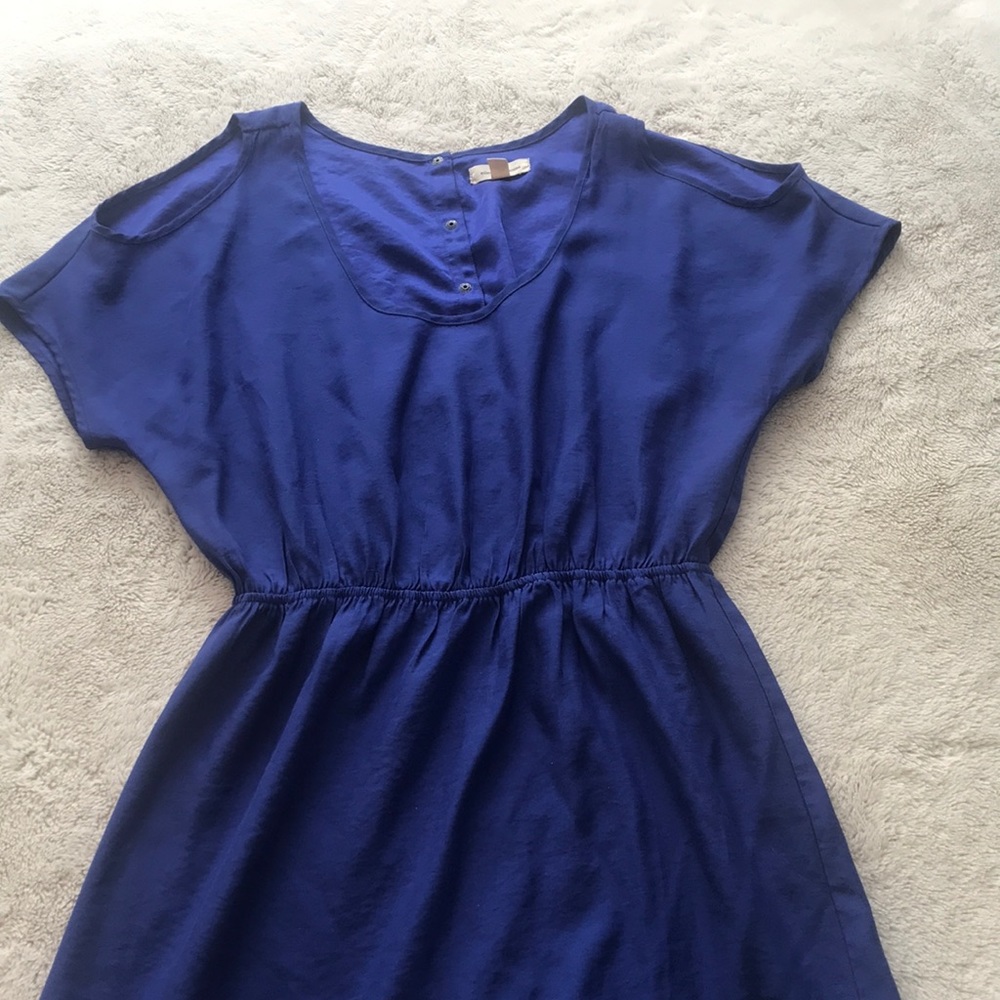 Royal blue cold shoulder dress